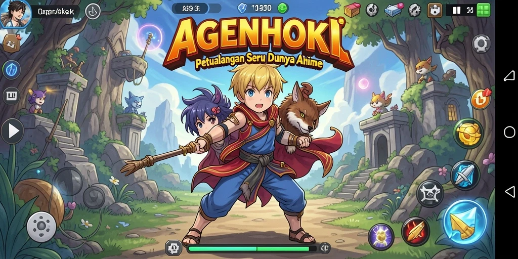 Screenshot gameplay AGENHOKI yang menampilkan pertarungan karakter Anime.