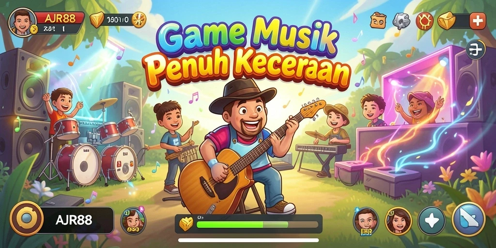 Tampilan utama permainan AJR88 yang menampilkan tantangan musik.