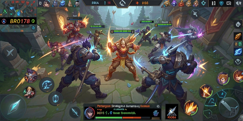 Screenshot gameplay BRO178 menampilkan pertarungan seru antar hero.
