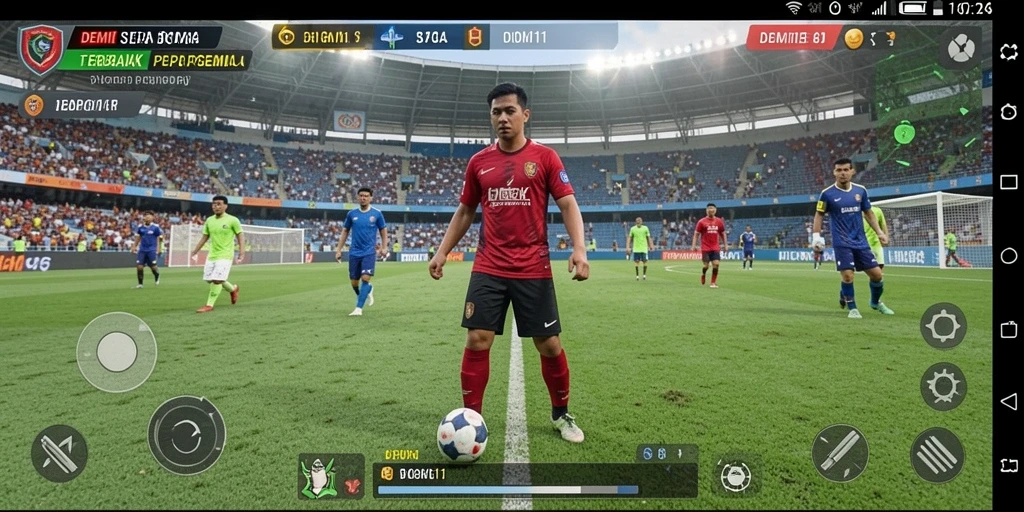 Gameplay DEMI11 dengan grafis sepak bola yang memukau.