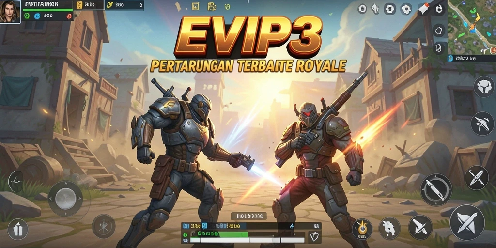 Tampilan gameplay EVIP3 yang mendebarkan dalam pertarungan Battle Royale.