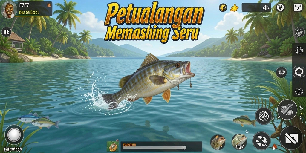 Tampilan gameplay F7F7 yang menarik saat memancing di alam bebas.
