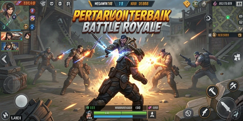Tangkapan layar dari gameplay mendebarkan MEGAWIN188 di arena Battle Royale.