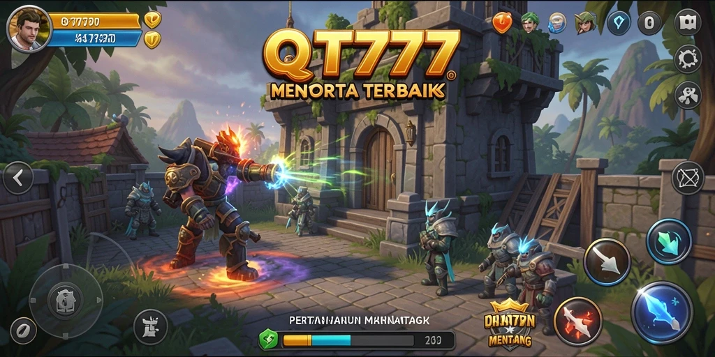 Tampilan menarik dari gameplay menara pertahanan di QT777.