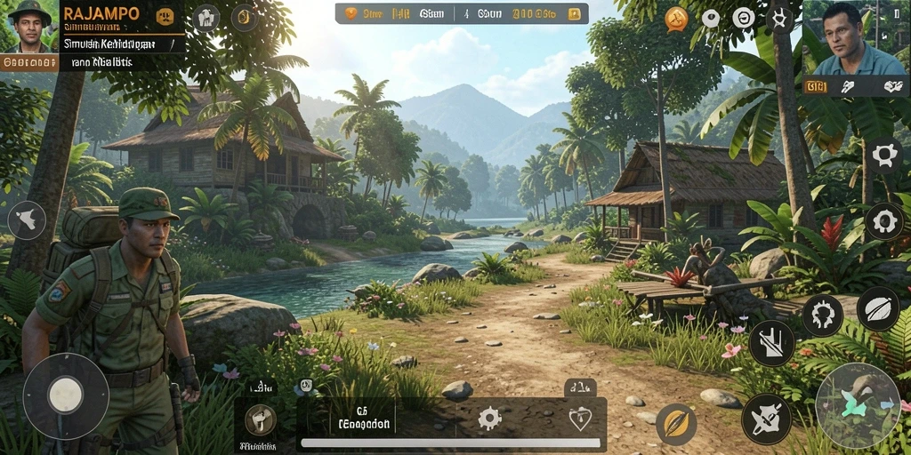 Screenshot gameplay RAJAMPO menunjukkan pengalaman simulasi yang mendalam.